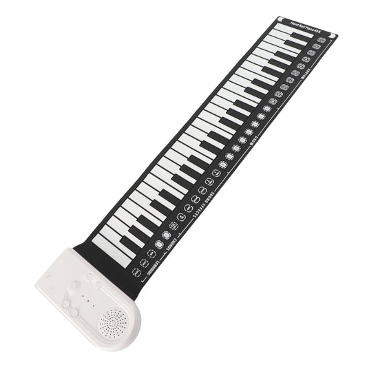AOWINHIT Tragbare 49 Tasten Elektronische Tastatur Rolling Up Klavier für Kinder Anfänger Rosa (Weiß)