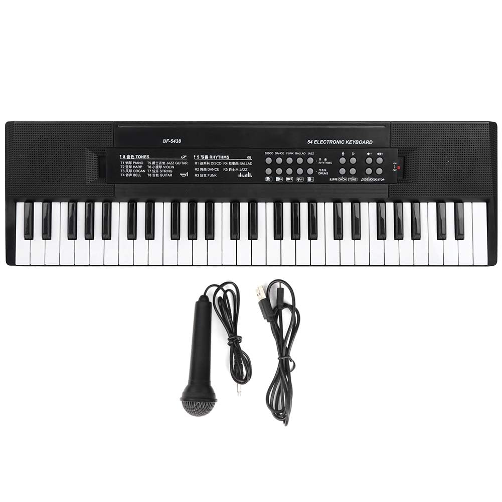 Klavier Klaviertastatur Elektronische Tastatur 54-Tasten Klaviertastatur mit Elektronischem Orgelmikrofon und Aufnahmefunktion BF-5438