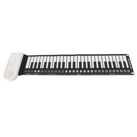 AOWINHIT Tragbare 49 Tasten Elektronische Tastatur Rolling Up Klavier für Kinder Anfänger Rosa (Weiß)