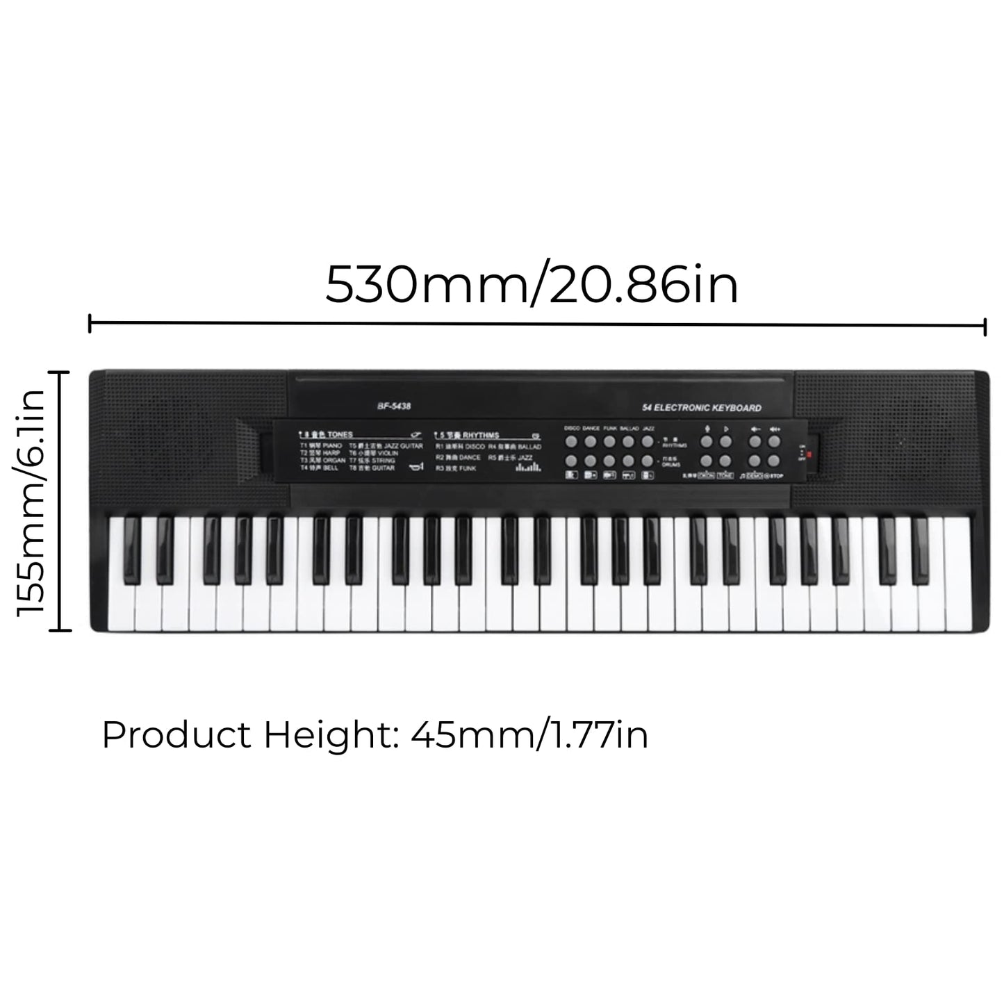 Klavier Klaviertastatur Elektronische Tastatur 54-Tasten Klaviertastatur mit Elektronischem Orgelmikrofon und Aufnahmefunktion BF-5438