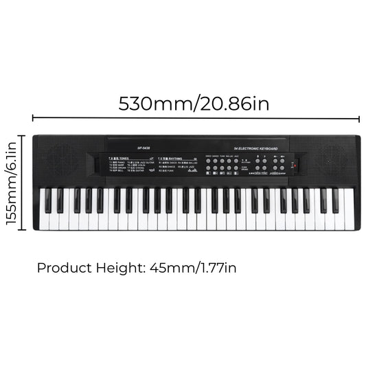 Klavier Klaviertastatur Elektronische Tastatur 54-Tasten Klaviertastatur mit Elektronischem Orgelmikrofon und Aufnahmefunktion BF-5438