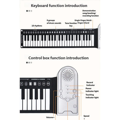 Eingebaute Lautsprecher, 49 Klavier, faltbar, USB-Konnektivität, Silikontasten, praktisches Design für Heimunterhaltung, faltbares Digitalpiano