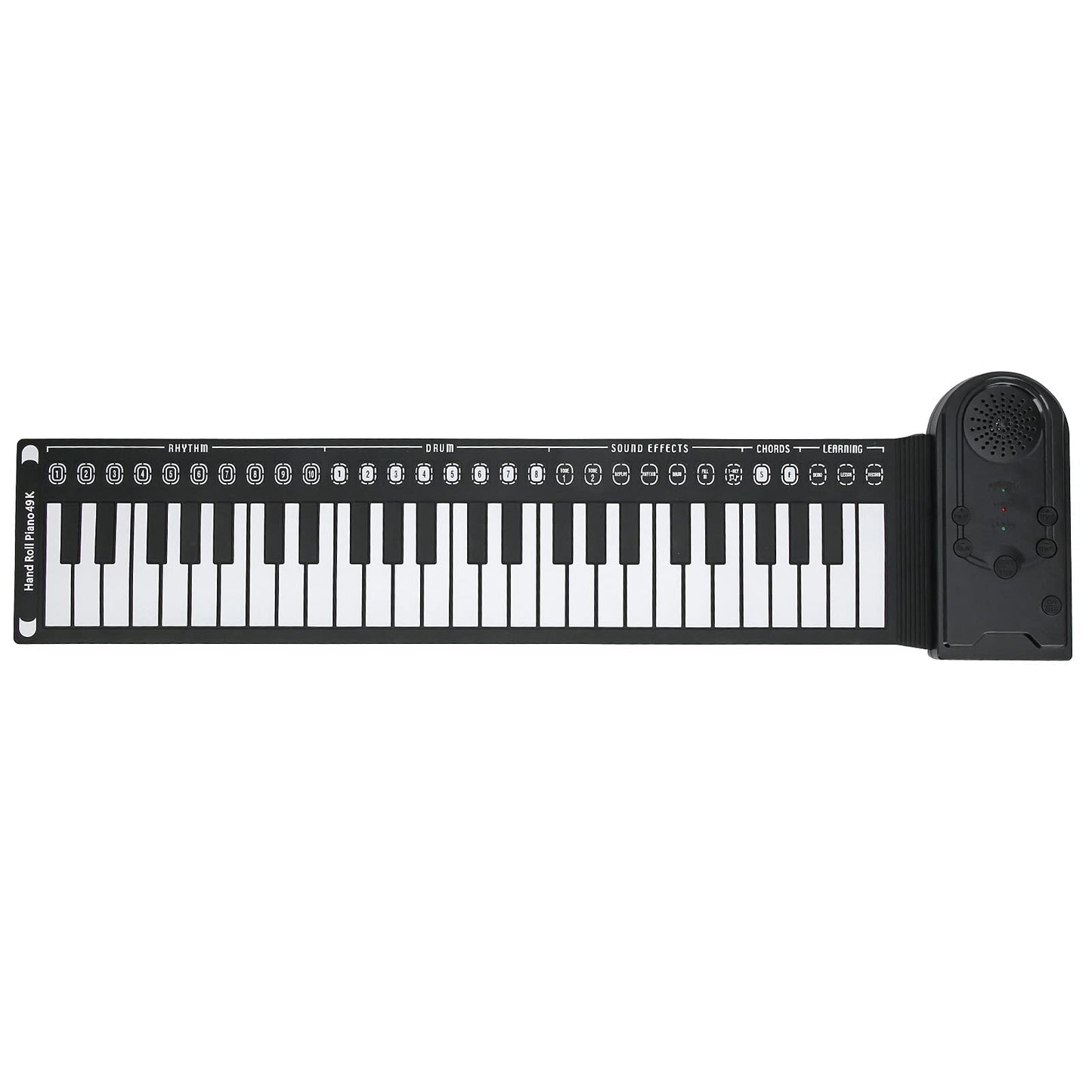 AOWINHIT Tragbare 49 Tasten Elektronische Tastatur Rolling Up Klavier für Kinder Anfänger Rosa (Schwarz)