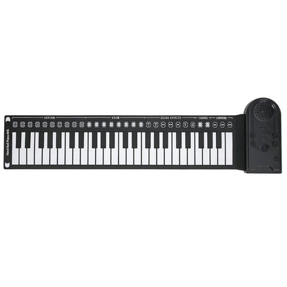 AOWINHIT Tragbare 49 Tasten Elektronische Tastatur Rolling Up Klavier für Kinder Anfänger Rosa (Schwarz)