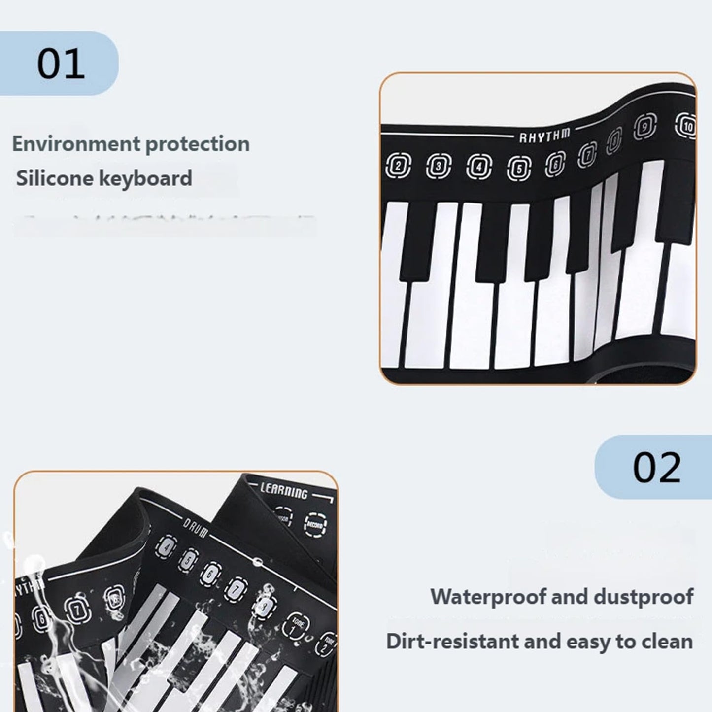 Eingebaute Lautsprecher, 49 Klavier, faltbar, USB-Konnektivität, Silikontasten, praktisches Design für Heimunterhaltung, faltbares Digitalpiano