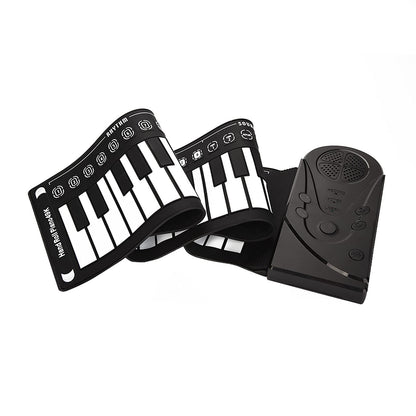 AOWINHIT Tragbare 49 Tasten Elektronische Tastatur Rolling Up Klavier für Kinder Anfänger Rosa (Schwarz)
