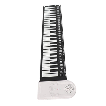 AOWINHIT Tragbare 49 Tasten Elektronische Tastatur Rolling Up Klavier für Kinder Anfänger Rosa (Weiß)