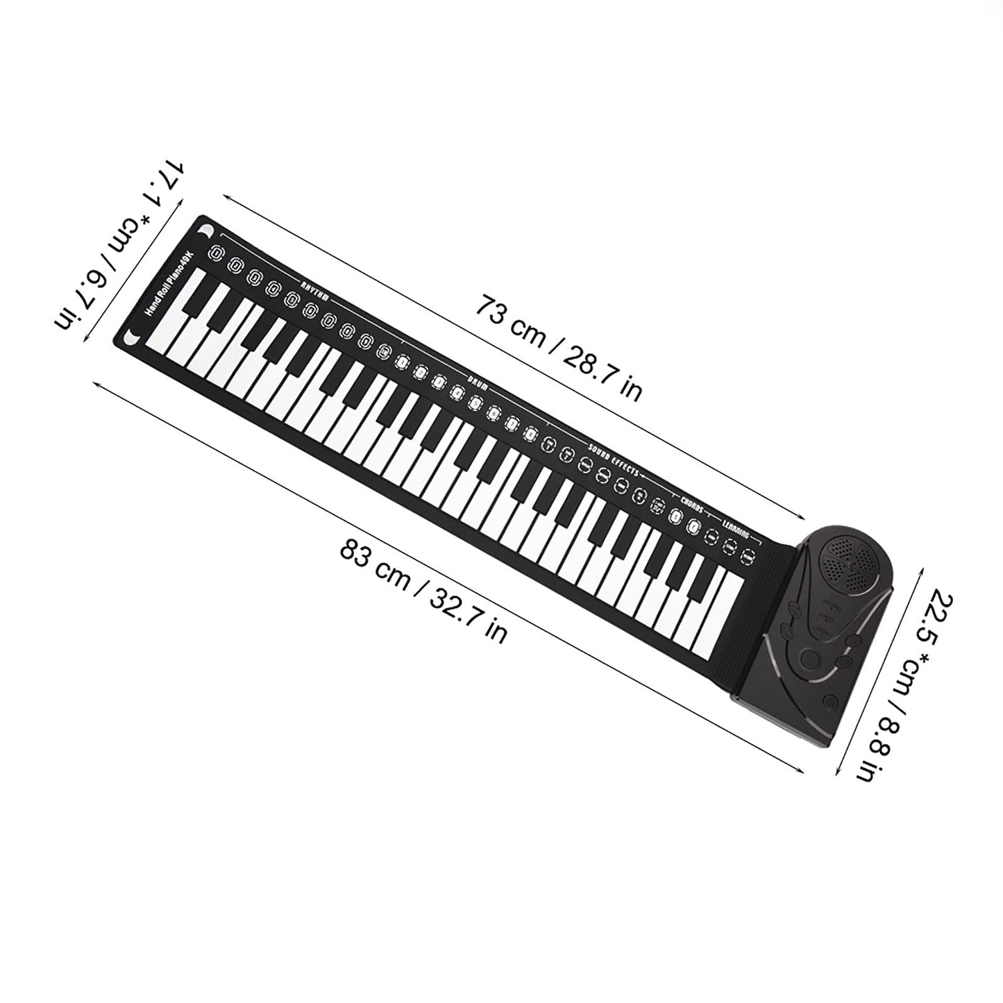 AOWINHIT Tragbare 49 Tasten Elektronische Tastatur Rolling Up Klavier für Kinder Anfänger Rosa (Schwarz)