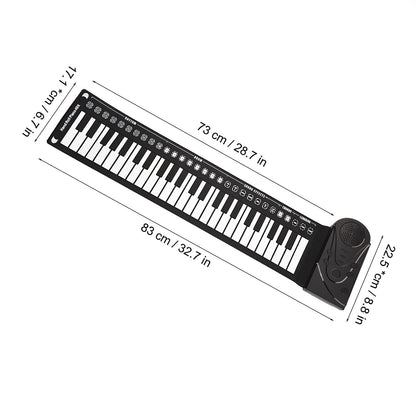 AOWINHIT Tragbare 49 Tasten Elektronische Tastatur Rolling Up Klavier für Kinder Anfänger Rosa (Schwarz)