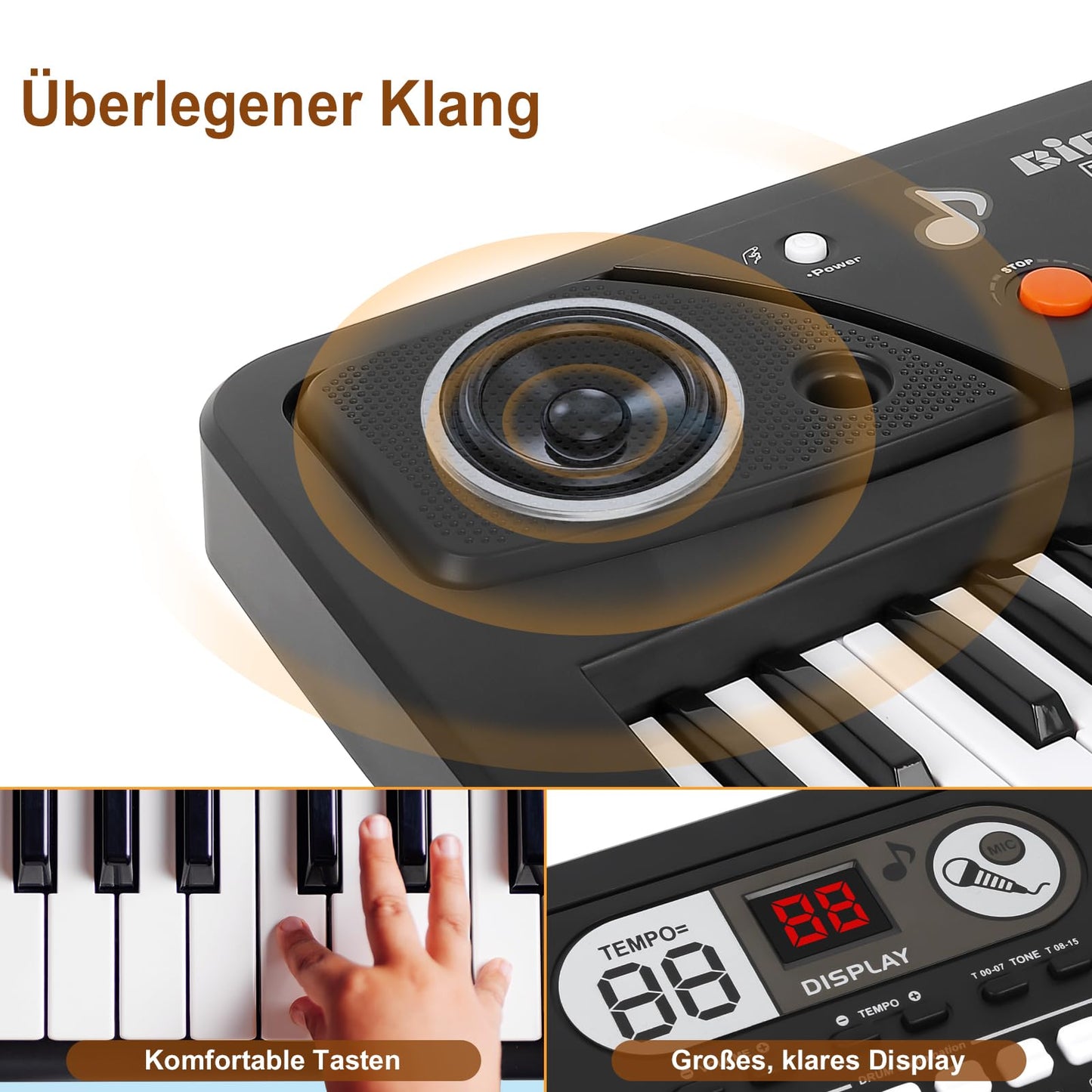 61 Tasten Elektronische Klavier für Kinder ab 6 7 8 9 10 11 12 Jahren