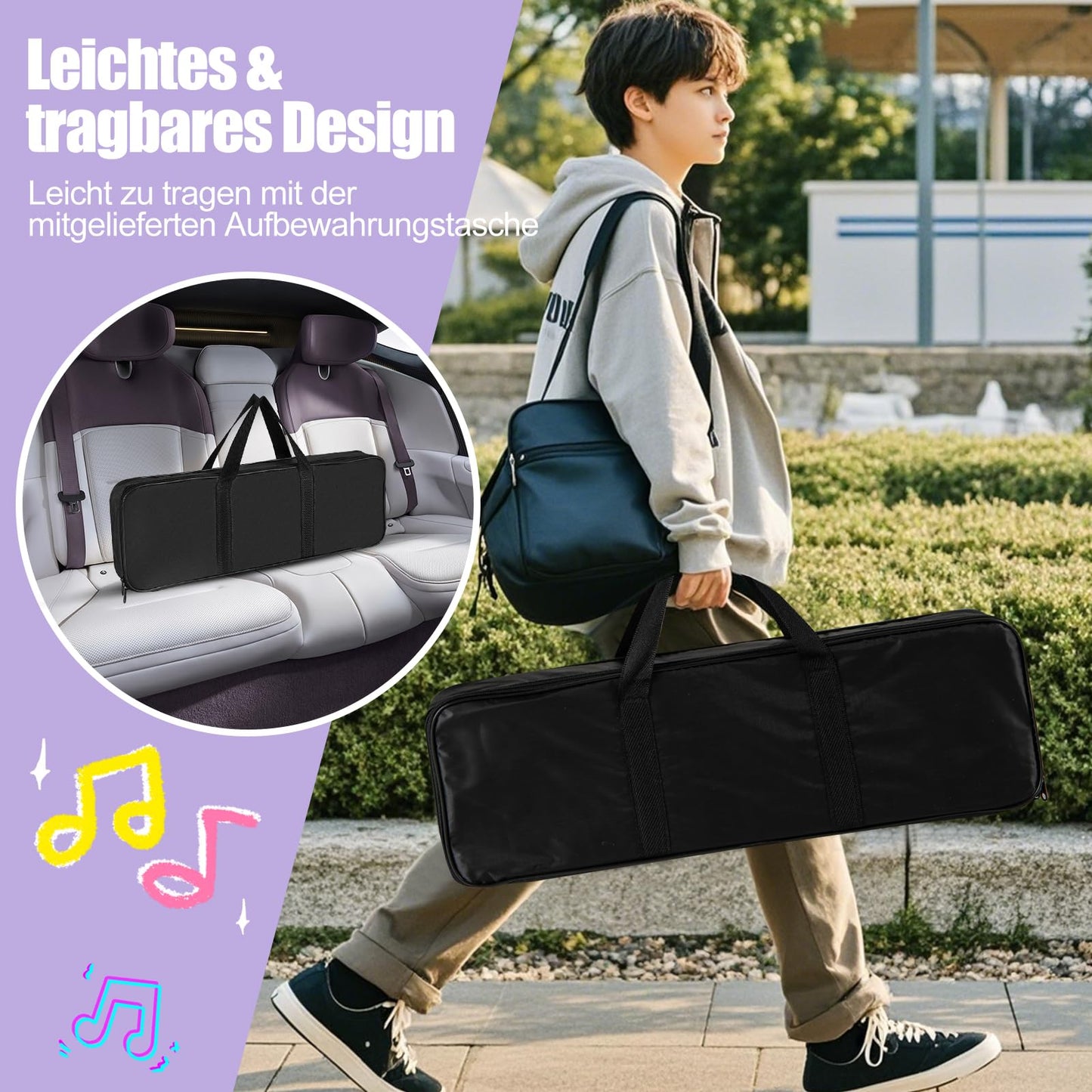 GOPLUS 61 Tasten Keyboard Piano, Tragbares Elektrisches Digitalpiano mit Mikrofon, Notenständer, Tastenaufkleber & Tragetasche für Kinder, Pädagogische Musik Klaviertastatur für Anfänger, Geschenk für
