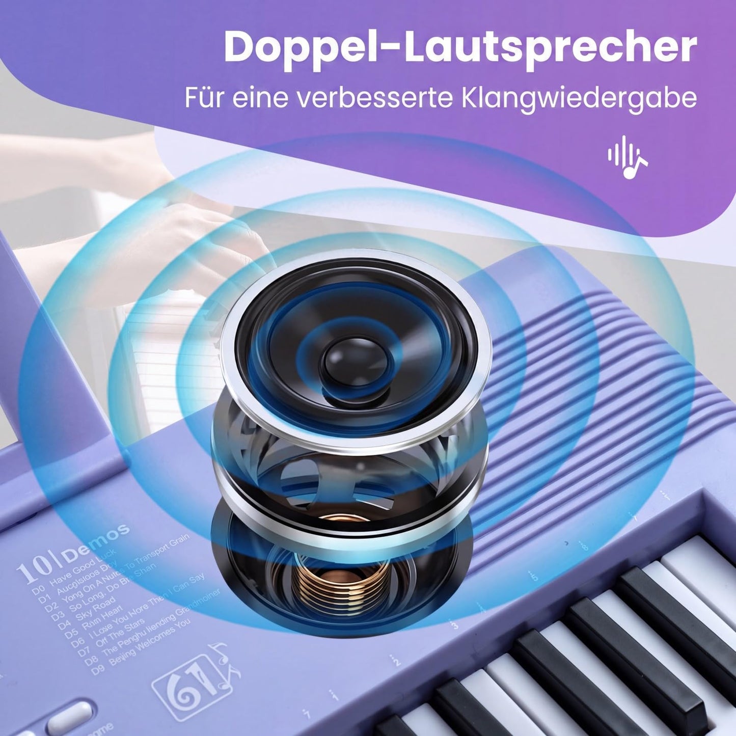 COSTWAY Keyboard Piano 61 Tasten, Digital Piano mit Ständer & Mikrofon & Tragetasche, E-Piano für Einsteiger, Klavier für Kinder Jungen (Lila)