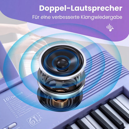 COSTWAY Keyboard Piano 61 Tasten, Digital Piano mit Ständer & Mikrofon & Tragetasche, E-Piano für Einsteiger, Klavier für Kinder Jungen (Lila)